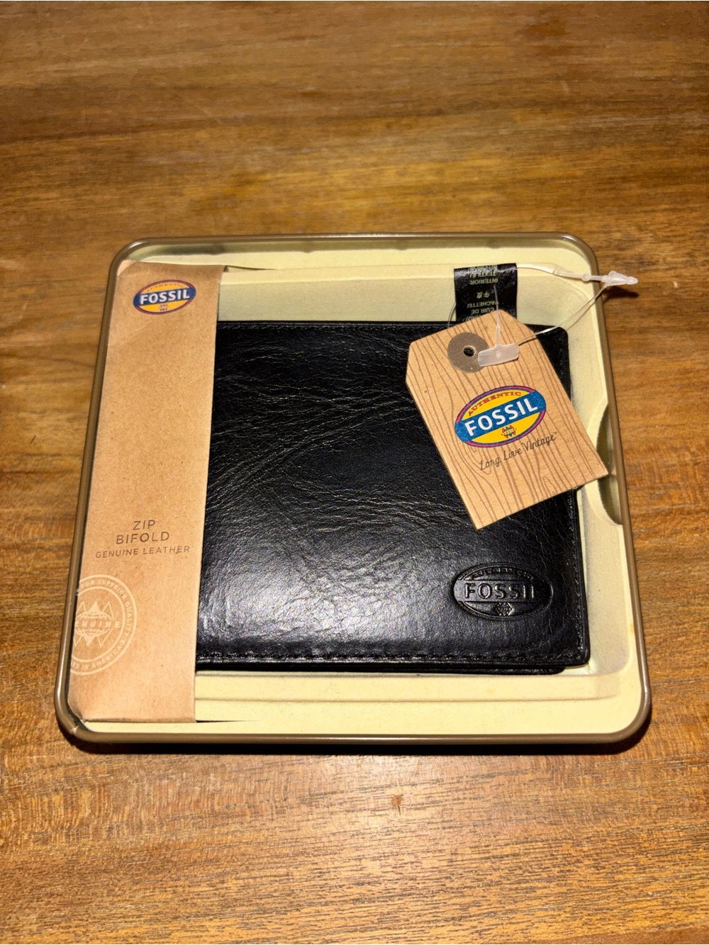 Fossil Norton traveler black wallet NWT